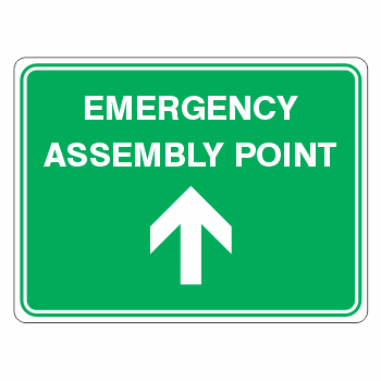 Emergency Assembly Point (Ahead) Sign