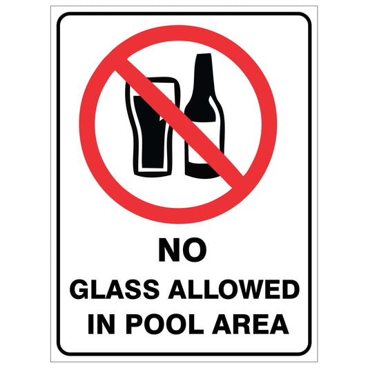 No Glass Allowed in Pool Area Sign